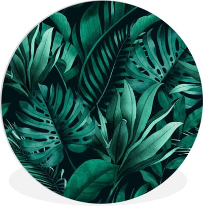 WallCircle® Wandcirkel 30x30 cm - Muurcirkel Jungle - Planten - Blad - Jongetje - Meiden - Kind - Muurdecoratie woonkamer - Wanddecoratie slaapkamer - Kamer decoratie accessoires - Ronde schilderijen