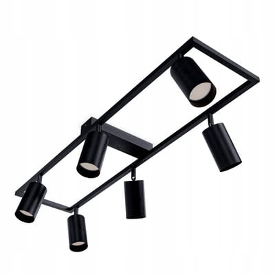Zwarte Plafondlamp LED GU10 6 Spots Verstelbaar Modern