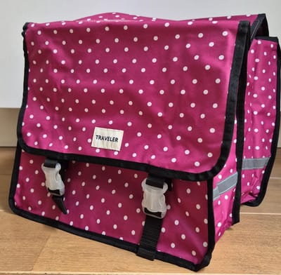 Traveler dubbele fietstas roze - 30 liter - waterdicht polyester