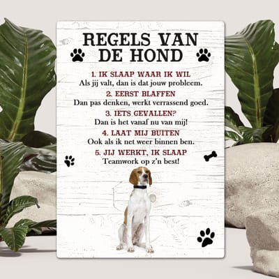 Spreuken - Pointer - Regels Van De Hond - Spreuken Bordjes - Spreukenbord - Tekstborden - Cadeau - Hondenras