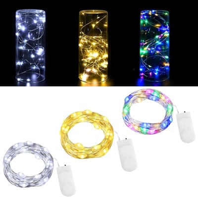 Set van 3 Mini Sfeerverlichting met Batterijen, 2 m, 20 LED Lichten voor Flessen, Slaapkamer, Thuisdecoratie, Feest, Bruiloft en Kerst, Multikleurige Verlichting