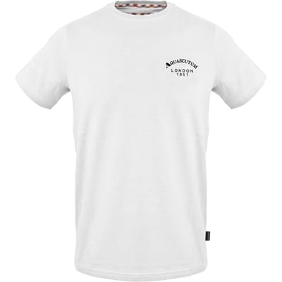 Aquascutum Heren T-shirt met ronde hals, normale pasvorm (Wit)