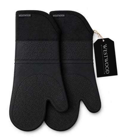 Westwood™ - Siliconen Ovenwanten - 2 Stuks - Ovenhandschoenen - Hittebestendig tot 250 °C - EN407 Gecertificeerd - Zwart