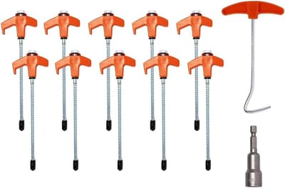 Set van 10 Draad Tentpinnen - Sterke T-Pinnen voor Camping en Tuin - Duurzame Stalen Tentpinnen voor Stabiliteit