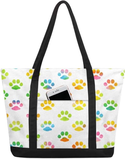 Dames Shopper Tas - Grote Canvas Tas - Dagelijks Gebruik - Dierenpoot Print - 52 cm Breed - Meerdere Kleuren