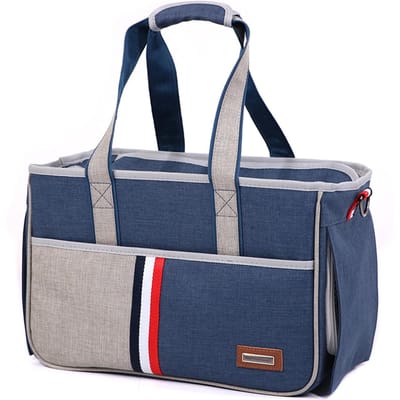 DODOPET Draagbare Hondenmand Kattenmand Hondendrager Huisdier Reiskoffer Kattenmand Handtas Schoudertas voor Katten Honden dark blue L gray