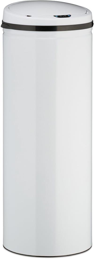 sensor prullenbak - 50l - rond - rvs - elektrische deksel - automatisch - 80 x 30 cm - wit