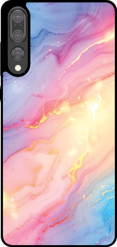 Smartphonica Telefoonhoesje Geschikt voor Huawei P20 Plus met Regenboog Glitter Marmer Opdruk - TPU Backcover Case Rainbow Glitter Marble Design geschikt voor Huawei P20 Plus