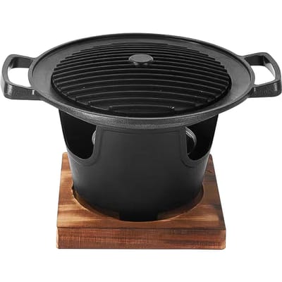 Mini BBQ Alcohol Stove Barbecue Grill Japans Een Persoon Kook Oven Afneembare Buiten BBQ Plaat Braden Vlees Gereedschap black