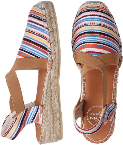 Veganistische espadrille van gestreept katoen voor dames met sleehak | VINAROS