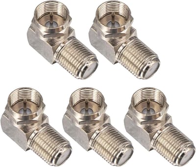 TV Antenne Stekkers - Adapter Set - Kabel Organiseren - 90 Graden Hoek - 5 stuks - Zilver
