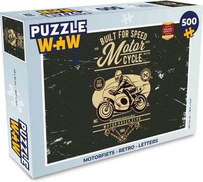 Puzzel Motorfiets - Retro - Letters - Legpuzzel - Puzzel 500 stukjes