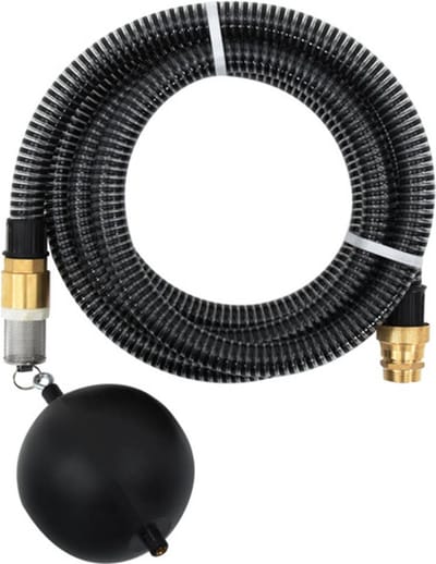 vidaXL - Zuigslang - met - messing - koppelingen - 1,1'' - 7 - m - PVC - zwart