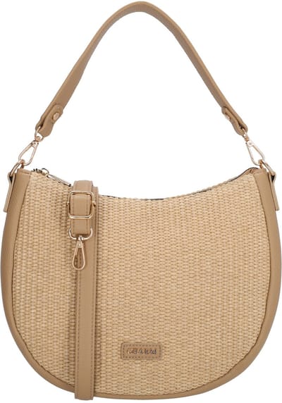 Charm London Paris Schoudertas - Crossbody - Rietlook - Schouderband - Buidel - Lichttaupe