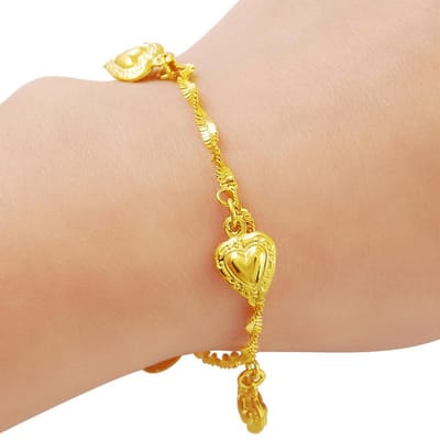 Mode Water Rimpel 24k Gouden Armband Plating Goud Hangende Hartvormige Armband Sieraden Cadeau Voor Vrouw beige