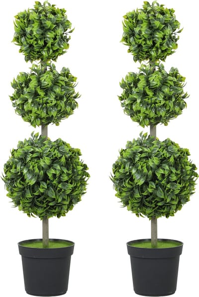 Kunstplant - In Pot Met Kogels - Van Kunststof En UV-Bestendig - Voor Woonkamer En Kantoor - Groen