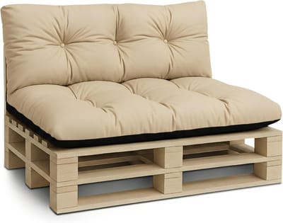 Comfortabel Pallet Kussen Buiten 120x40 cm - Zit- en Rugkussen voor Palletbank en Tuinmeubel Beige