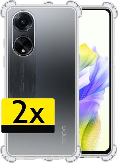 Hoesje - 2 Stuks - Geschikt voor OPPO A98 - Sterk & Shockproof - Siliconen Case - Back Cover - Telefoon Hoes Shock Proof - Telefoonhoesjes - Transparant