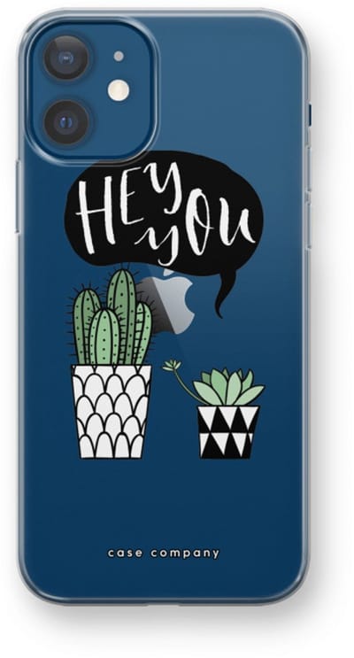 Case Company® - Hoesje geschikt voor iPhone 12 mini hoesje - Hey you cactus - Soft Cover Telefoonhoesje - Bescherming aan alle Kanten en Schermrand