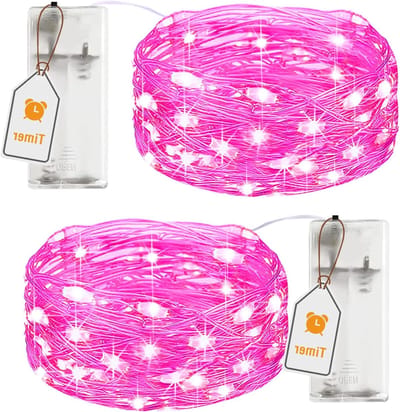 2 Meter Batterij Aangedreven Fairy Lights met Timer - 20 LED Micro Silver Draad voor Binnen, Feest, Slaapkamer en Decoratie - Set van 2 voor Kerst en Halloween