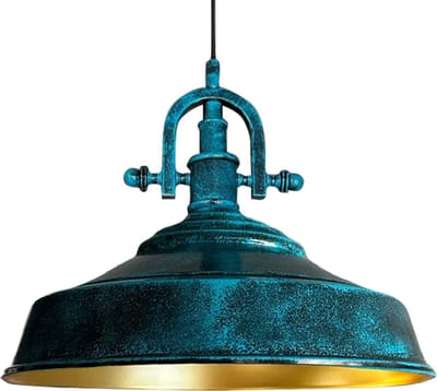 Bamyum Pendelleuchte I Asletl-Marine l Ø41 cm E27 Metall Oceanblauw Vintage Lampe