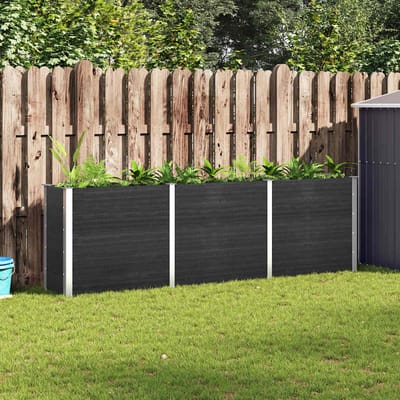 vidaXL - Plantenbak - verhoogd - 300x50x91 - cm - HKC - grijs