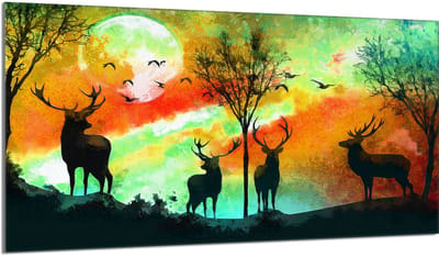 TMK ArtDeko Serie - Glas Beschermplaat Voor Fornuis - Jeleenthema - 90x52 cm