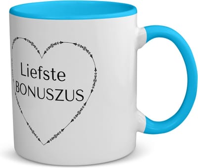 Akyol - liefste bonuszus koffiemok - theemok - blauw - Zus - de liefste bonuszus - verjaardag - cadeautje voor zus - zus artikelen - kado - geschenk - 350 ML inhoud