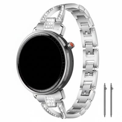 Stalen bandje - geschikt voor Garmin Venu 2s / 3s / 4 (41mm) / Vivoactive 4s / Forerunner 255s / 265s - Huawei Watch GT 5 Pro - 42mm / GT 6 / GT 5 / GT 4 - 41mm - glitter - zilver