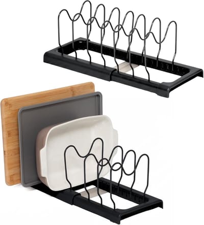 Famanu – Set van 2 pannendeksel- en lepelhouders, keukenorganizer voor schoon en overzichtelijk koken