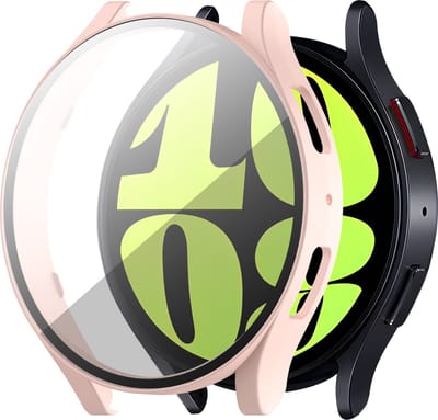 Strap-it Hard case hoesje met glas - geschikt voor Samsung Galaxy Watch 6 40mm - roze hoes met screen protector
