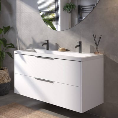 Saqu Lima Badkamermeubel Set - 120x51,5 cm - Voorgemonteerd - Wit - Wastafelmeubel - Badmeubel