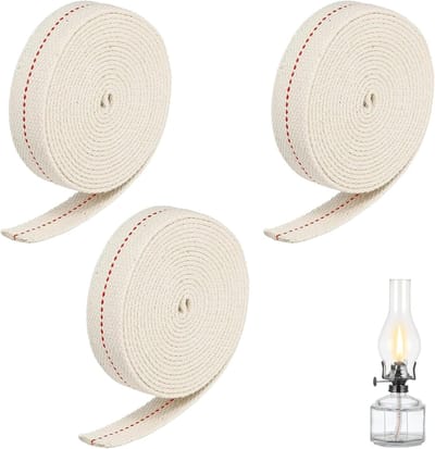 Vervangende Olie Lamp Lont - 3 Stuks Olie Lamp Wicks, Plat Katoenen Lont voor Lanterns en Olie Lampen (2cm x 1m/Rollen)