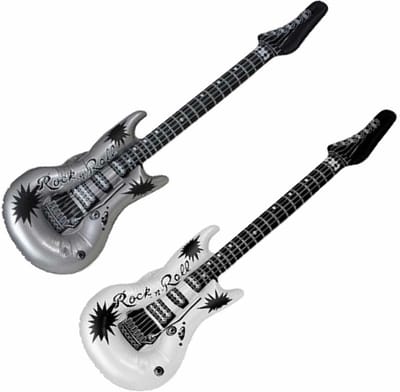 Henbrandt Opblaasbare muziekinstrument gitaren - 2x stuks wit/zilver 106 cm