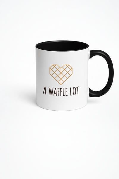 Koffiemok 'A WAFFLE LOT' met Geometrisch Wafelhart Design - Grappig Liefdes Cadeau