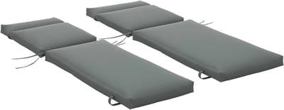 Set van 2 Kussens voor Ligstoelen, Extra Dikke 8 cm Tuinkussens, Donkergrijs, Alleen De Kussens.