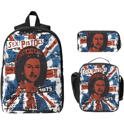 Sex Pistols Rock Muziekband Kinderrugzak Lunchbox Etui voor Jongens Meisjes Kleuterrugzakken Schooltas Boekentas Set