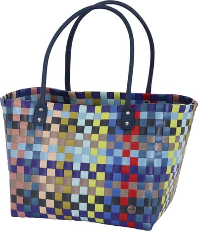 Handed By - Shopper - Weekendtas - Strandtas - Sporttas - Duurzame handgevlochten boodschappentas - Mingle - navy mix