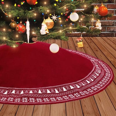 Dailygoods- Kerstboomrok 90cm Dikke Gebreide Sneeuwvlok - Kerstboomdecoratie - Vakantie Decoraties - Tapijt Voetbedekking - Elegante Boomrok - Handgeweven Design - Kerstdecoratie