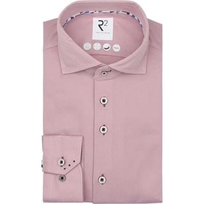 R2 Overhemd Technical Knitted Dobby Coral - Maat 38 - Heren - Overhemden Formeel