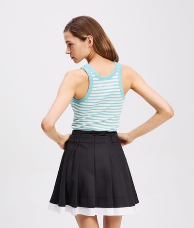 Karl Lagerfeld Ikon Ribbed Tank Cannoli Cream-still Water Taglia: S | Canottiere Outlet | Donna | Bianco