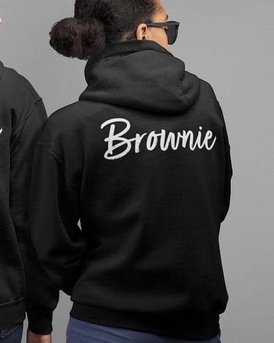 Blondie & Brownie Hoodie Handwritten (Brownie - Maat XS) | BFF Koppel Sweater | Best Friends Forever