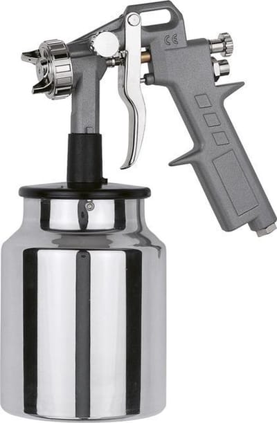 CriKo verfpistool hoge druk voor compressor - Onderbeker 1 ltr - Spuitkop Ø 1.5 mm - Max 8 bar