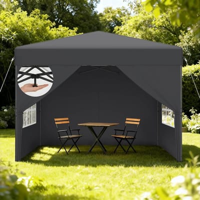 Aufun Pop-up paviljoen, 2,5 x 2,5 m, waterdicht, winterbestendig, stabiel, uv-bescherming, vouwpaviljoen met zijwanden, partytent, opvouwbaar, voor tuin, camping, bruiloft, binnenplaats, in hoogte