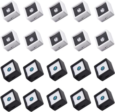 Set van 20 Stuks 3x3cm Displaydozen voor Edelstenen, Acryl Sieradenbox met Duidelijk Deksel en Spons, Perfect voor Sieraden, Diamanten en Munten