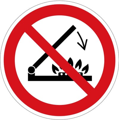 Sluit deksel niet wanneer branders werken verbodsbord - P073 | gecoat dibond materiaal | 10 cm