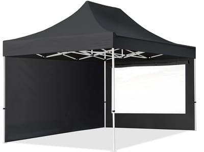 3x4,5 m Easy Up partytent Vouwpaviljoen, ECONOMY staal 30mm met zijwanden (panorama), zwart