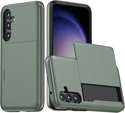 Hoesje met Kaarthouder Slider Geschikt voor Samsung Galaxy A56 / A36 | Back Cover Pasjeshouder Achterkant | Kaarthouder voor Twee Pasjes | Groen