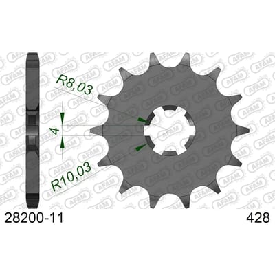Stalen motortandwiel voor Afam 428 11 dents