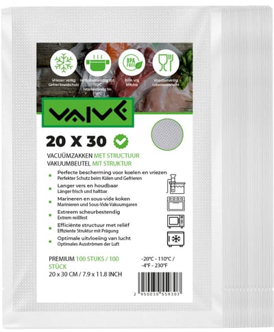 VAIVE Vacuumzakken Voedsel 20 x 30 cm - 100 stuks- Vacumeerzakken - Vacuum zakken - Sous vide Zakken